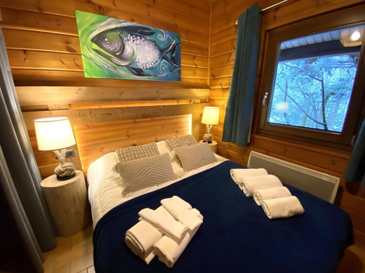 Le Fishing Lodge Chalet En Bois Avec Bain Nordique Ла-Бресс Экстерьер фото